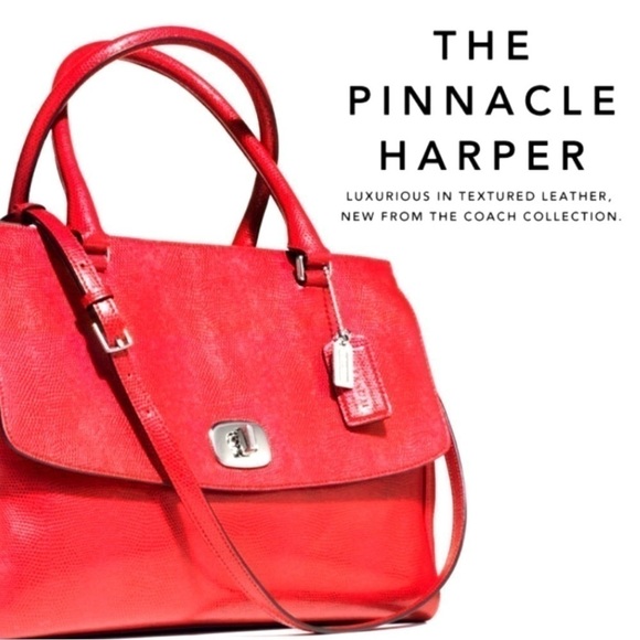 Coach Pinnacle Harper Satchel Bag with Detachable Shoulder Strap, Red Lizard - Picture 16 of 16